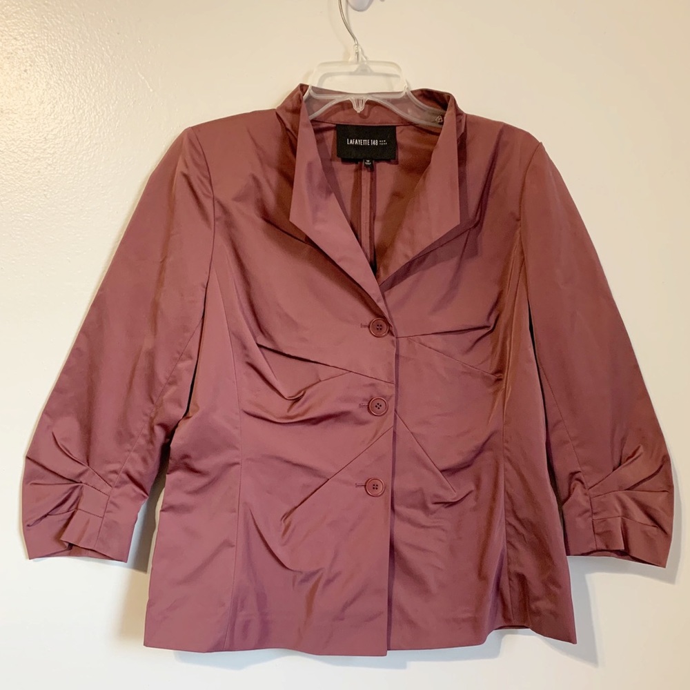 Layfayette 148 New York Blazer 12 Purple Ruched Dressy Women Large 🔥SALE🔥